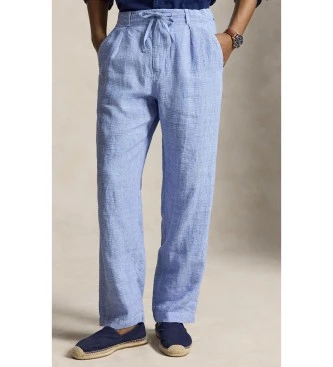 Pantalón Lateef de lino Relaxed Fit azul