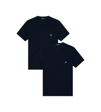Set 2 camisetas de estar por casa de punto elástico con cuello de pico marino