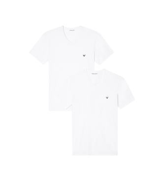 Set 2 camisetas de estar por casa de punto elástico con cuello de pico blanco