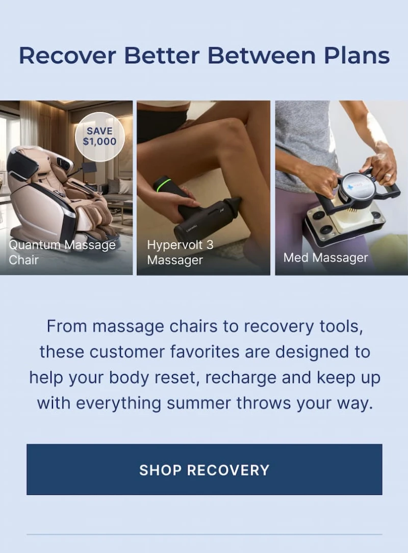 from massage chair to recovery tools, recharge and keep up