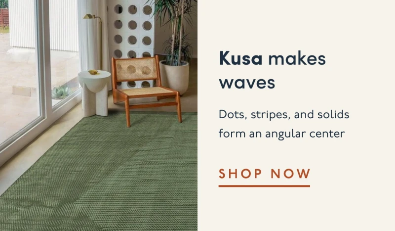 Kusa makes waves | Dots, stripes, and solids form an angular center | SHOP NOW