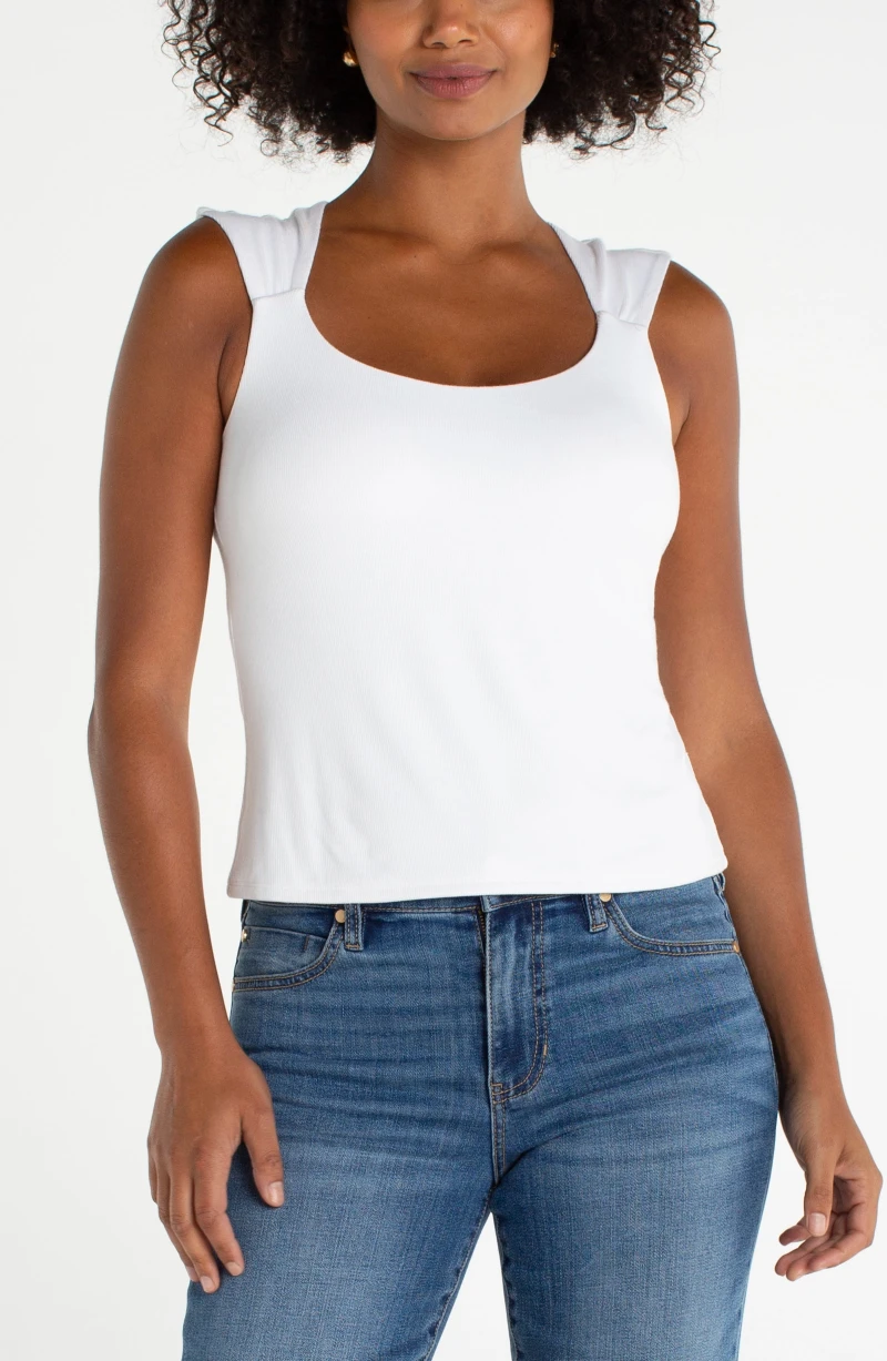Image of SLEEVELESS BUILT-IN BRA KNIT TOP
