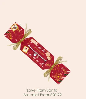 Kids' Christmas Cracker 'Love From Santa' Bracelet In Silver Plating