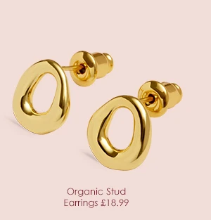 Loved By You Organic Stud Earrings In Gold Plating