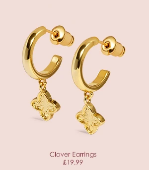 Signature Clover Collection Textured Clover Hoop Earrings In Gold Plating