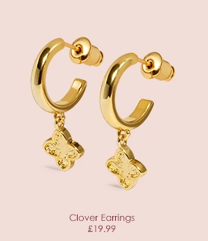 Signature Clover Collection Textured Clover Hoop Earrings In Gold Plating