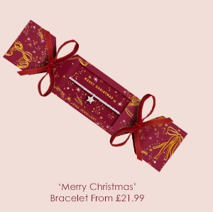 Christmas Cracker 'Merry Christmas' Bracelet In Silver Plating