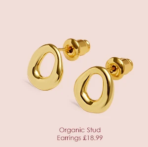Loved By You Organic Stud Earrings In Gold Plating