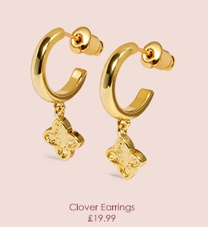 Signature Clover Collection Textured Clover Hoop Earrings In Gold Plating