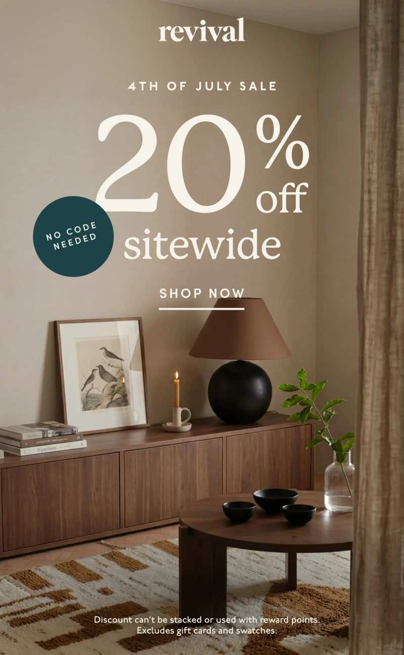Revival | 4TH OF JULY SALE | 20% off sitewide | No code needed | SHOP NOW | Discount can’t be stacked or used with reward points. Excludes gift cards and swatches.