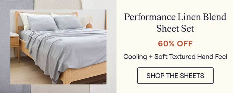 The Storm Performance Linen Blend Sheet Set on a bed