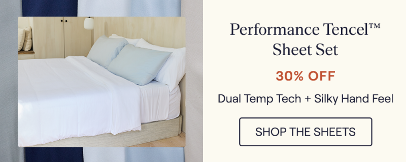 The White Performance TENCEL™ Sheet Set on a bed