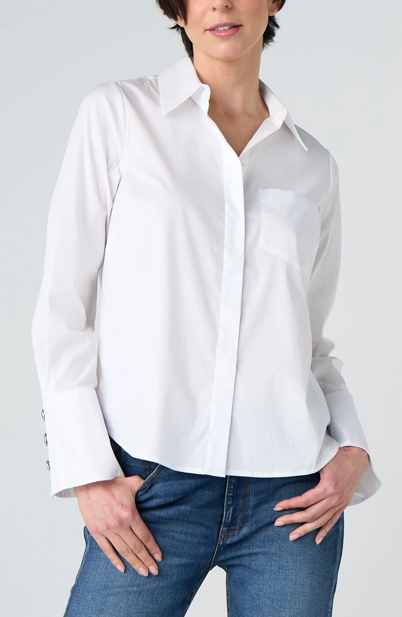 Image of LONG SLEEVE BUTTON FRONT WOVEN SHIRT
