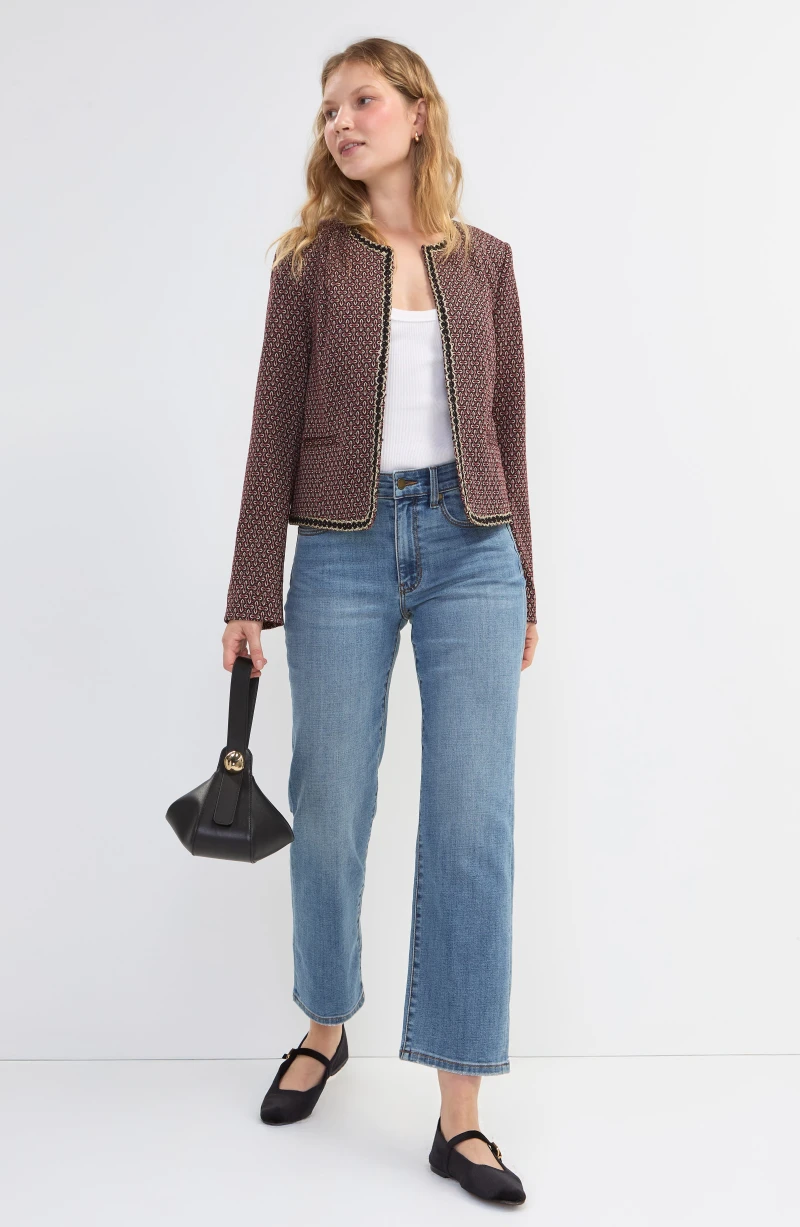 Image of COLLARLESS LADY JACKET W/ GOLD TRIM