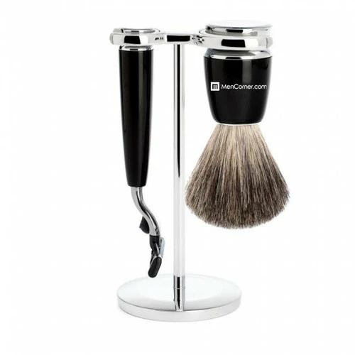 Set De Rasage 3 Pièces Noir Mach3 Et Blaireau - Pure Badger