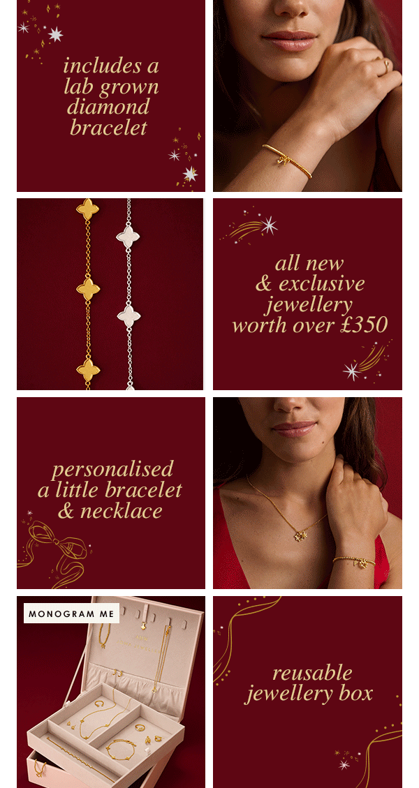 Includes a Lab Grown Diamond Bracelet - All new & exclusive jewellery worth over £350 - Personalised A Little Bracelet & Necklace - Reusable Jewellery Box