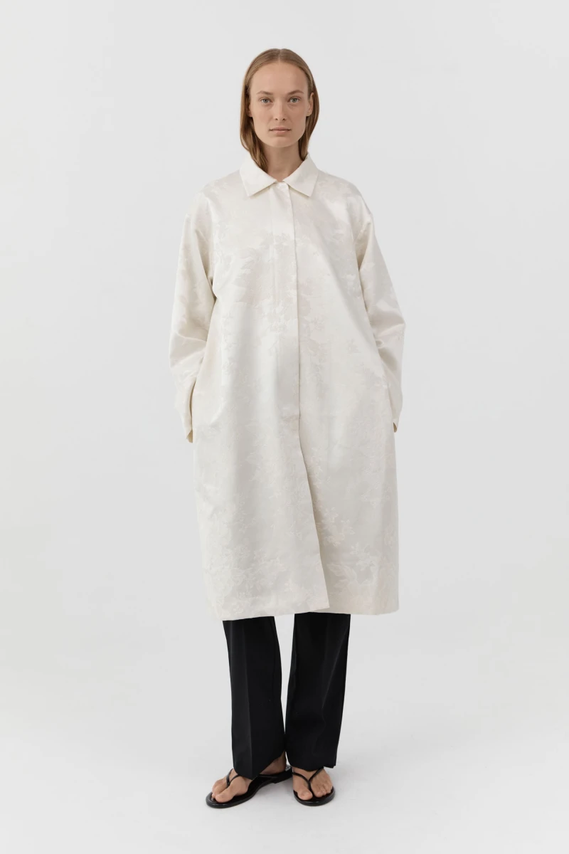 Image of Silk Wool Jacquard Coat - Talco
