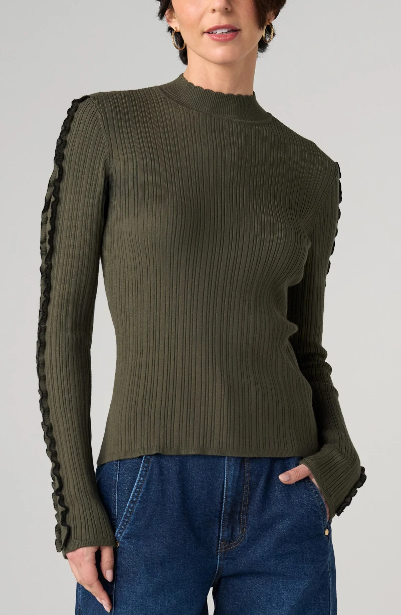 Image of LONG SLEEVE MOCK NECK SWEATER