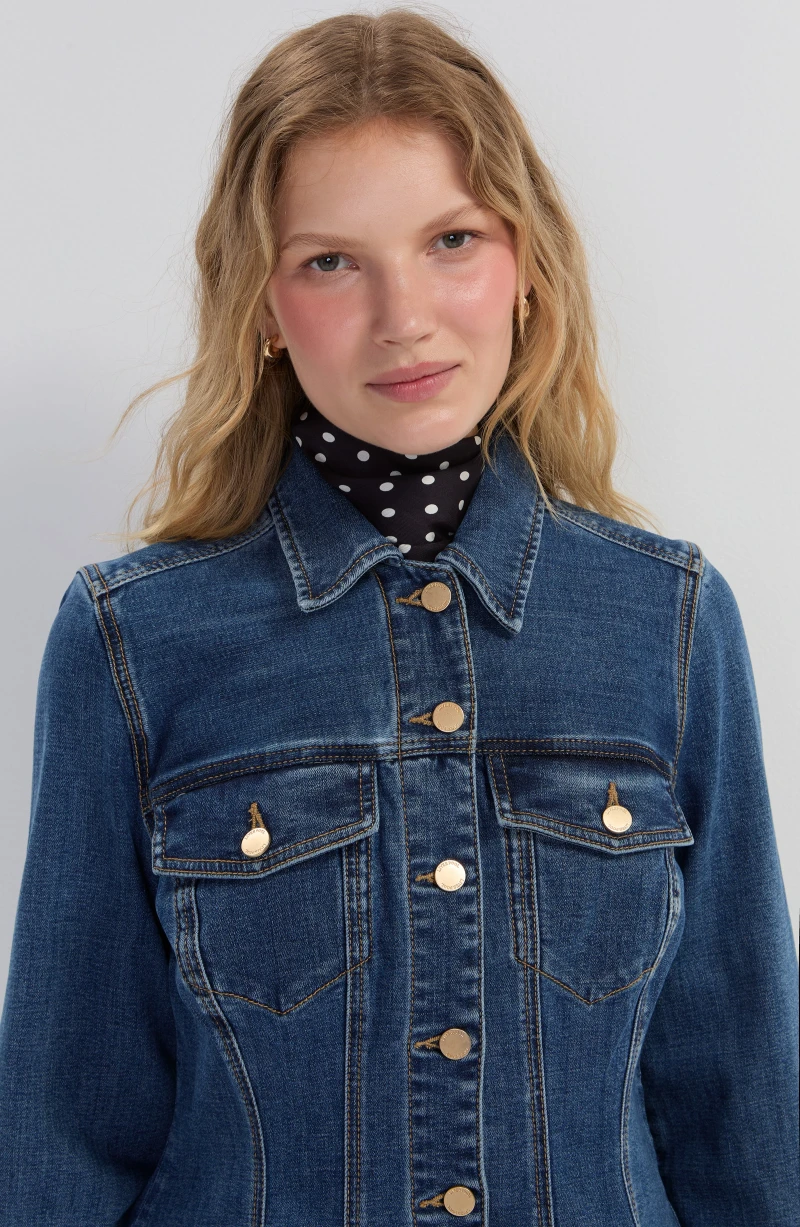 Image of FIT AND FLARE TRUCKER JACKET