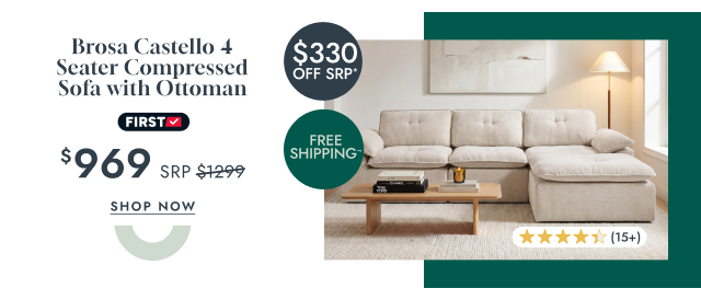 Brosa Castello 4 Seater Compressed Sofa with Ottoman