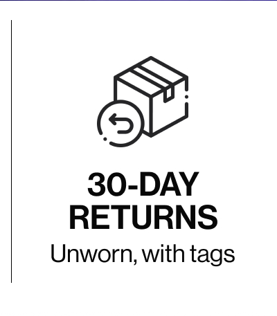 30-day returns Unworn, with tags