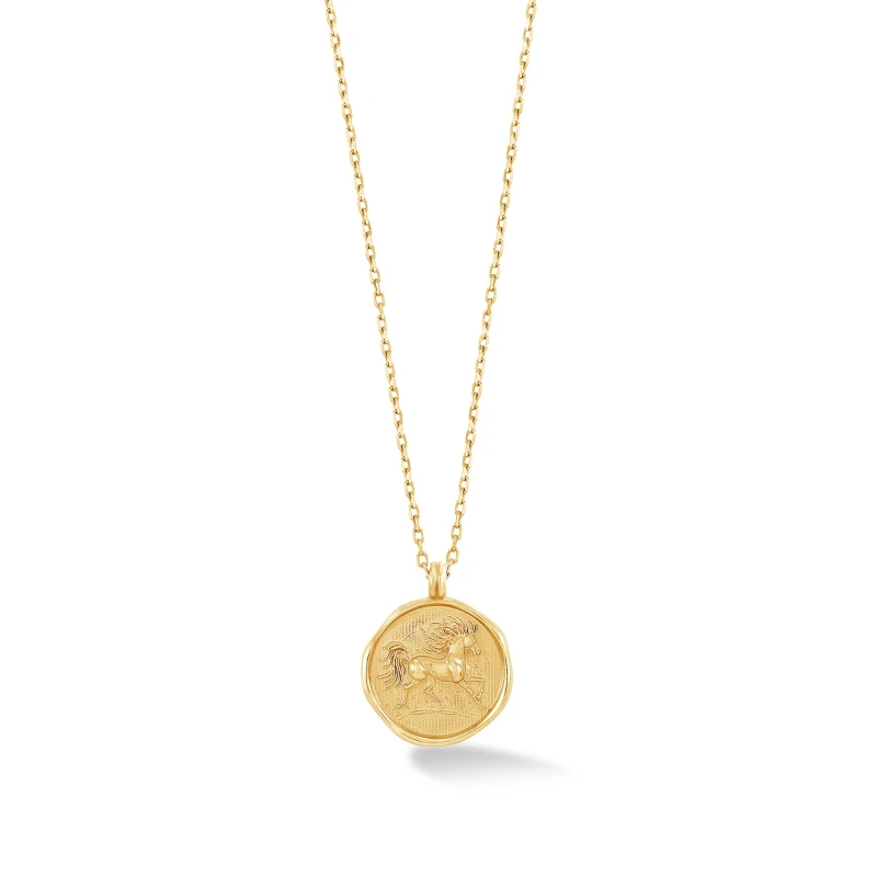 Image of 9k Gold Fire Horse Tiny Talisman Necklace