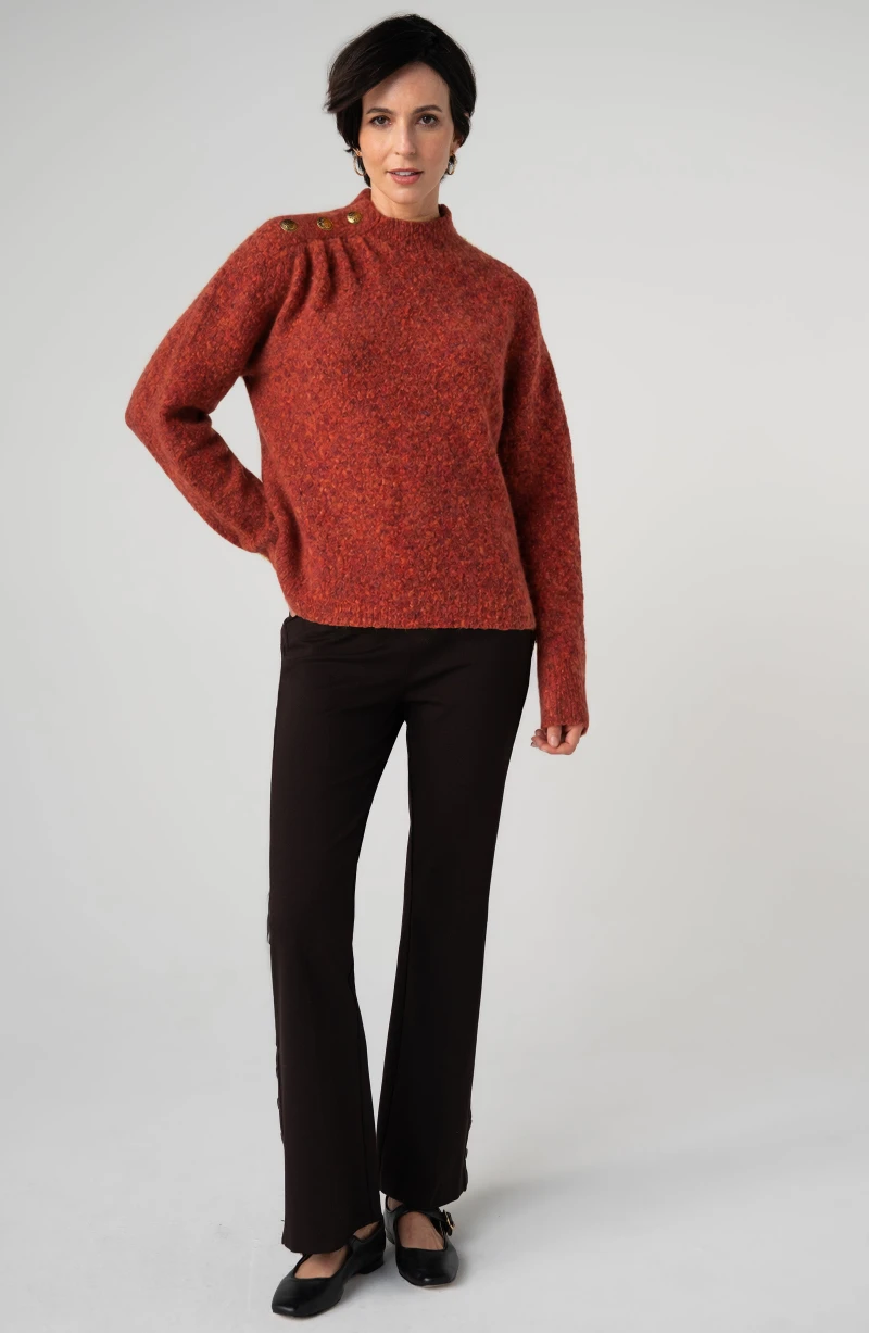 Image of LONG SLEEVE MOCK NECK SWEATER W/ BUTTONS