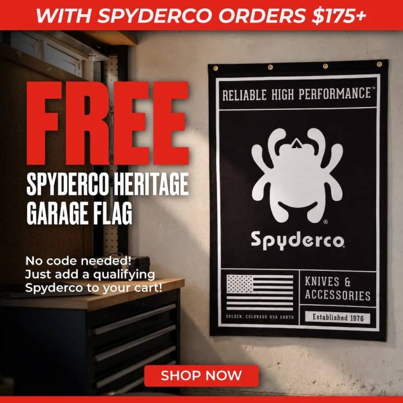 FREE Spyderco Heritage Garage Flag With Spyderco Orders $175+