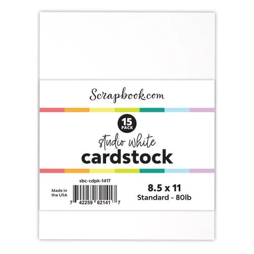 Image of Scrapbook.com - Premium Cardstock - 8.5 x 11 - Studio White - 80lb - 15 Pack