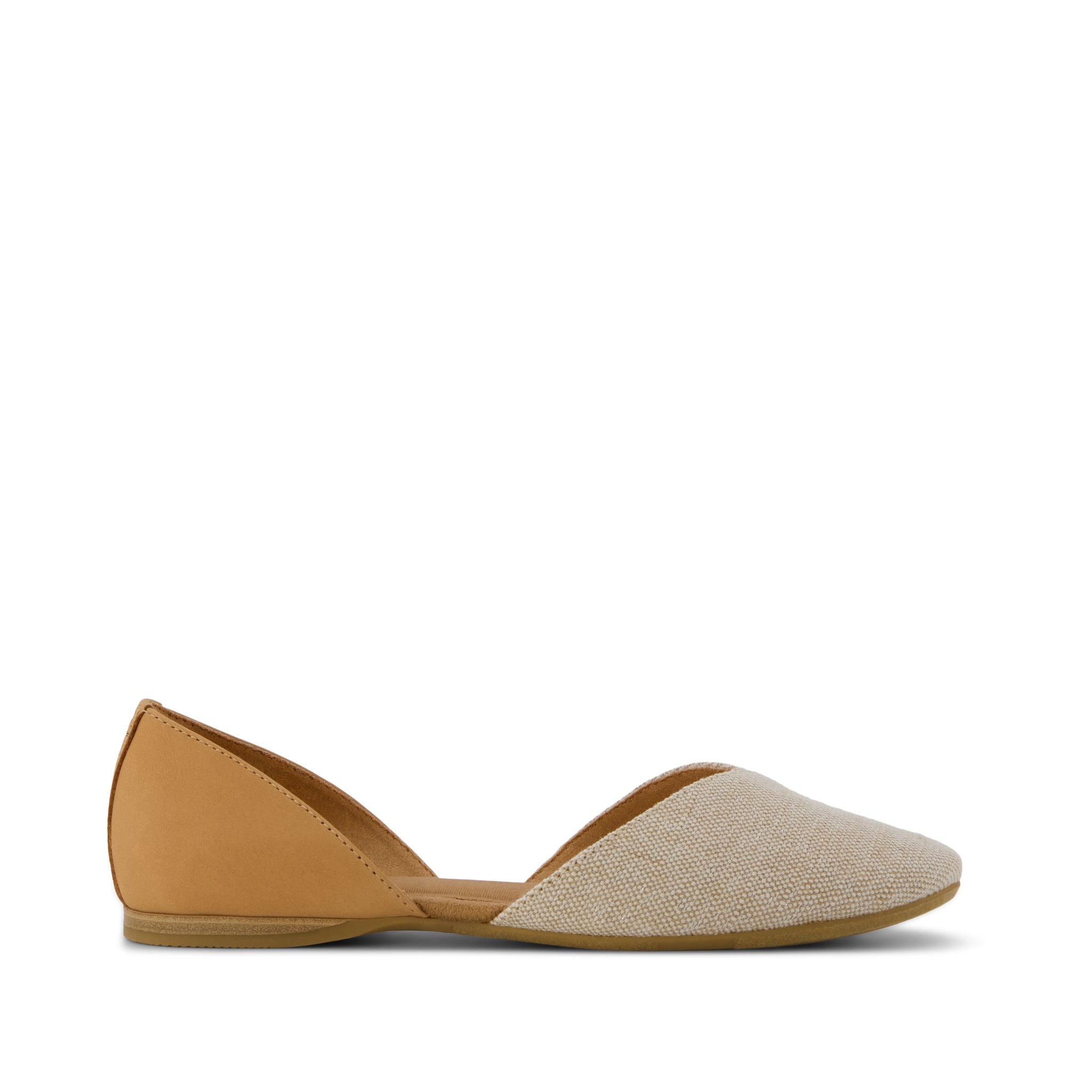 Image of Gemma D'Orsay Flat - Honey Brown Leather & Natural Sparkle Woven