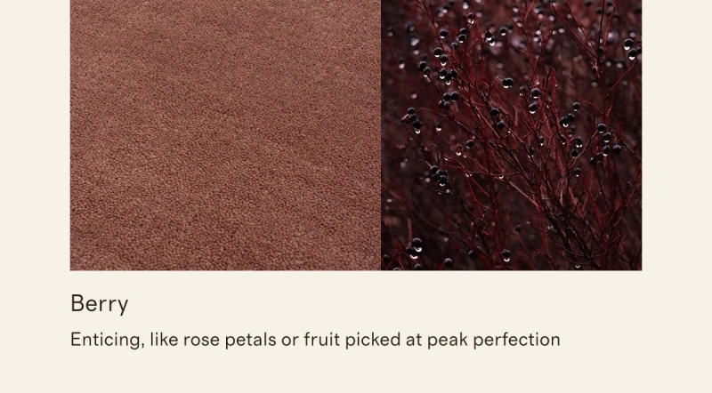 Berry | Enticing, like rose petals or fruit picked at peak perfection