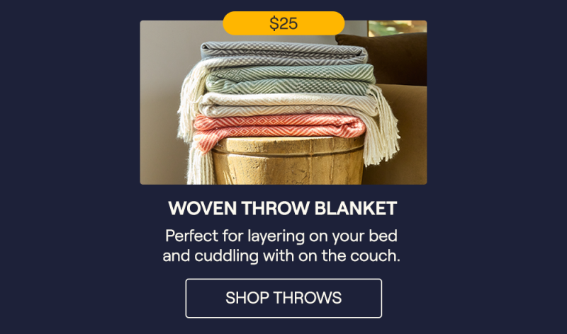 The Storm, Juniper, Almond, and Brick Woven Throw Blankets stacked on top of each other