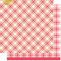 Lawn Fawn - Let It Shine Holiday Plaids Collection - 12 x 12 Double Sided Paper - Poinsettia