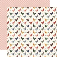 Echo Park - Welcome Home Collection - 12 x 12 Double Sided Paper - Folk Art Chickens