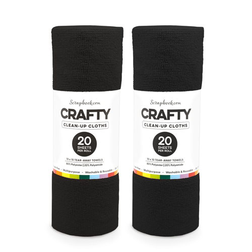 Scrapbook.com - Crafty Clean-up Cloths - 10x10 Tear-Away Towels - 20 Sheet Roll - Black - 2 Pack