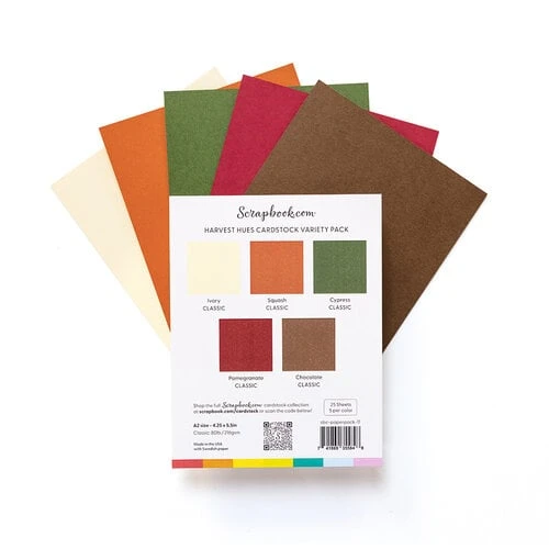 Image of Scrapbook.com - A2 Variety Pack - Premium Cardstock - 4.25 x 5.5 - Harvest Hues - 25 Sheets