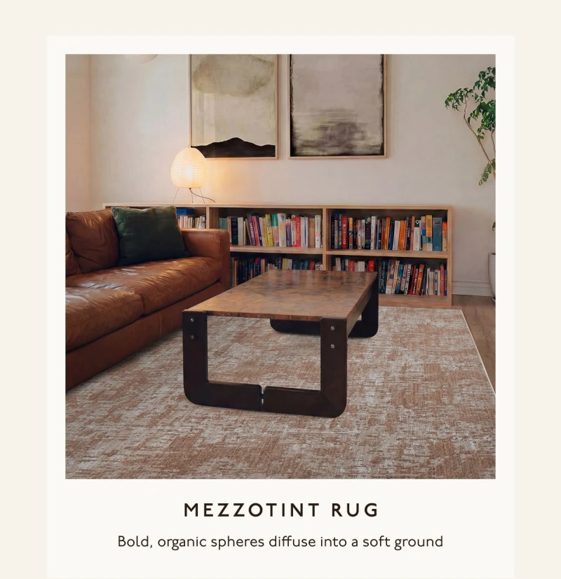Mezzotint Rug | Bold, organic spheres diffuse into a soft ground