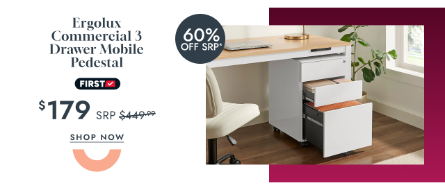Ergolux Commercial 3 Drawer Mobile Pedestal