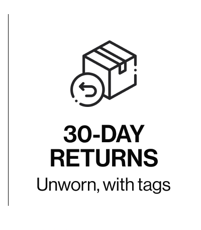 30-day returns Unworn, with tags