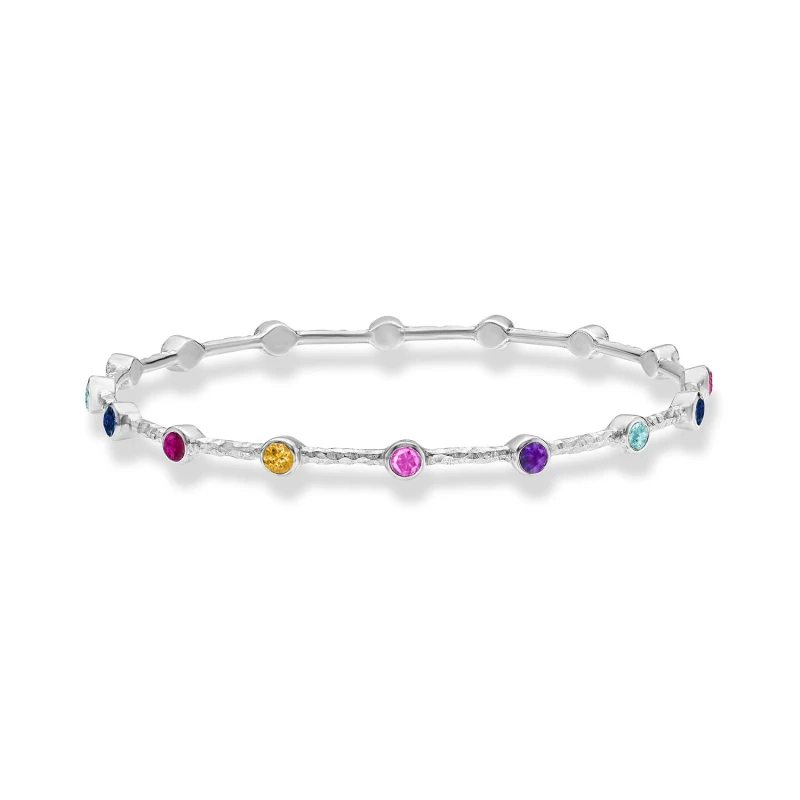 Image of Round Multi-Coloured Gemstone Array Bangle