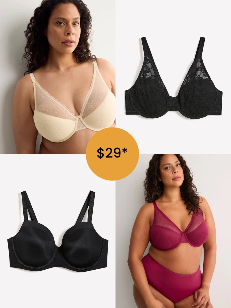 Balconette bras at $29*