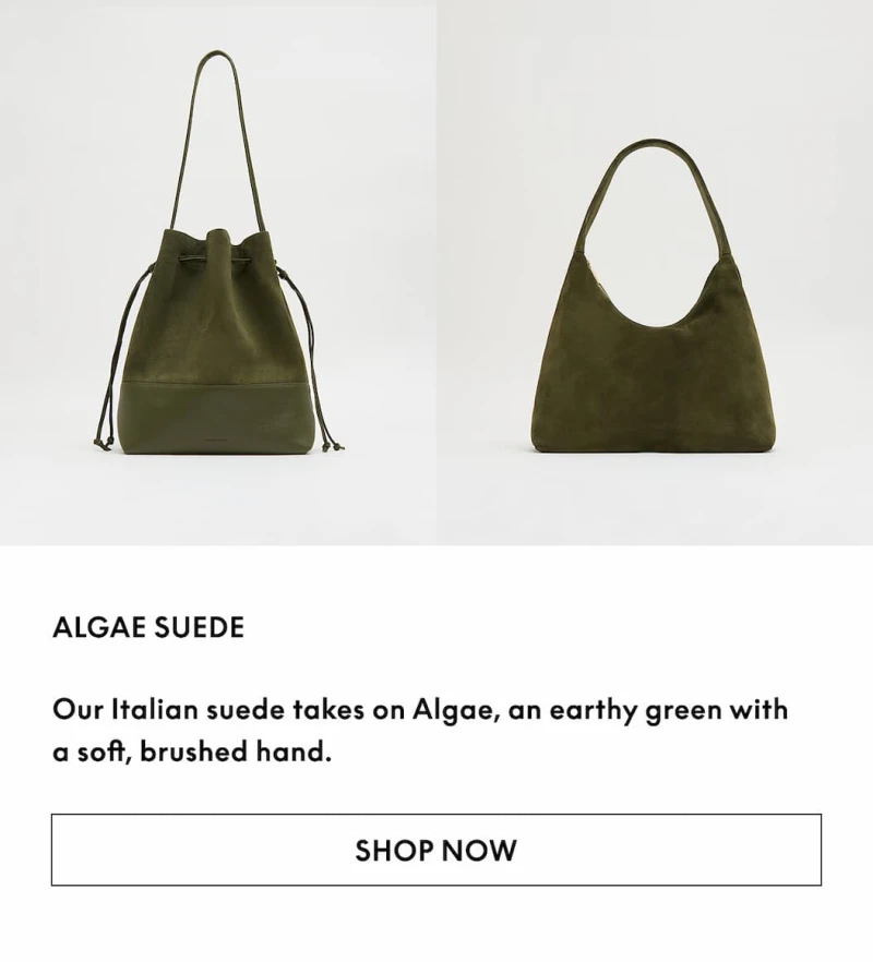 Our Italian suede takes on Algae, an earthy green with a soft, brushed hand.