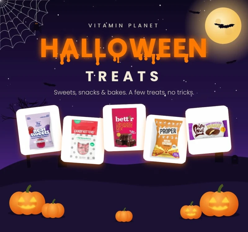 Halloween treats from Vitamin Planet: Neat Sweets, Candy Kittens, Bettr, Propercorn and Pip & Nut