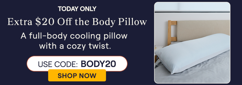 The UltraCool Body Pillow on a bed
