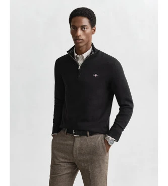 Jersey Classic Cotton Half-Zip negro