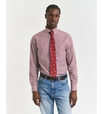Camisa Regular Fit de popelina a rayas burdeos