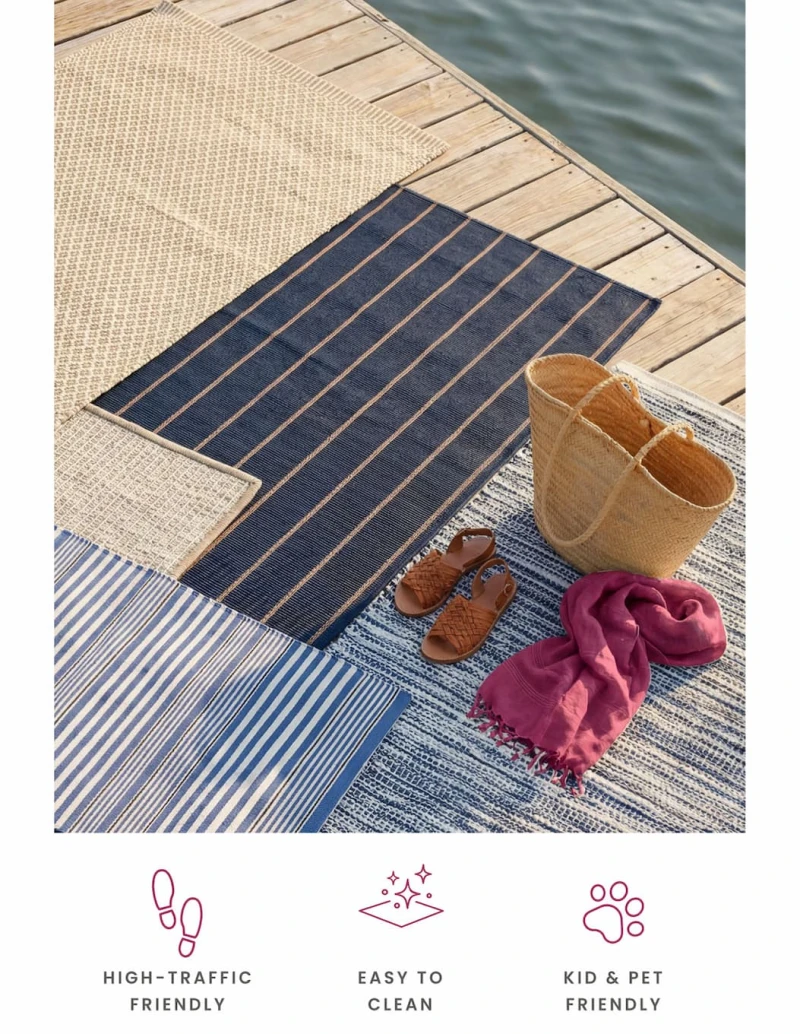 Shop Rugby Stripe Handwoven Indoor/Outdoor Rug