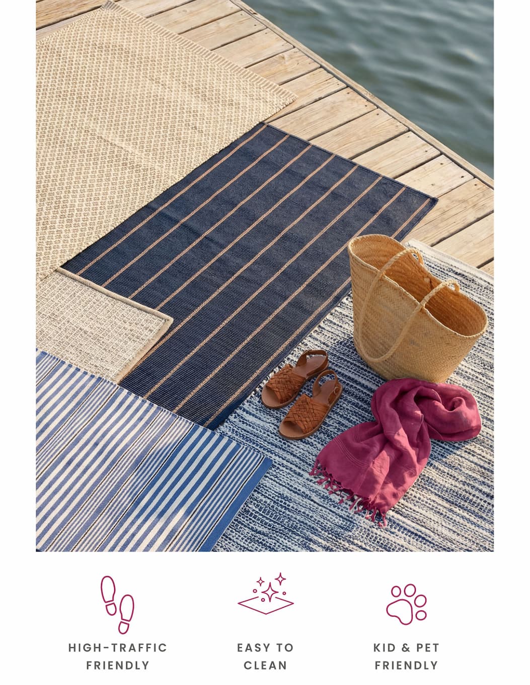 Shop Rugby Stripe Handwoven Indoor/Outdoor Rug