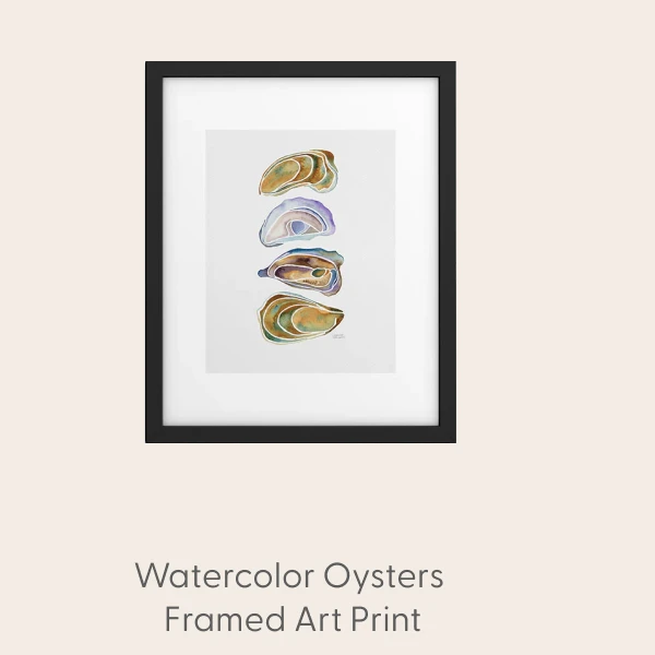 Watercolor Oysters Framed Art Print