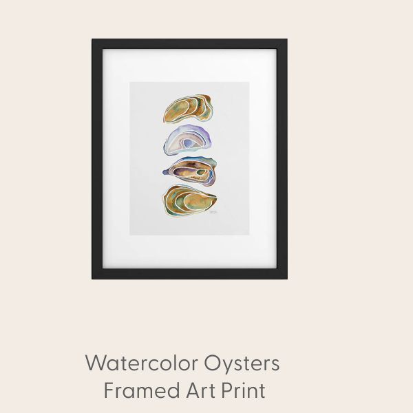 Watercolor Oysters Framed Art Print